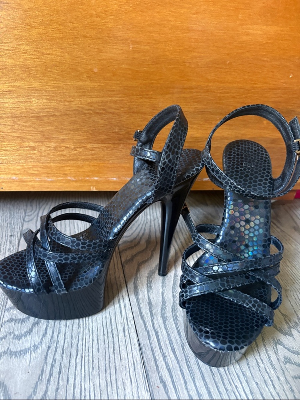 Women's Black High Heel Platform Sandals